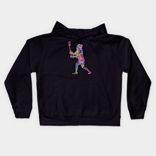 Lacrosse player watercolor Kids Hoodie